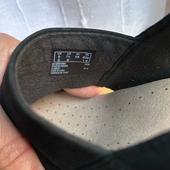 Clarks Annadel Ivory Cork Wedge 3" Platform Heel Black Leather Sandals - Picture 6 of 8